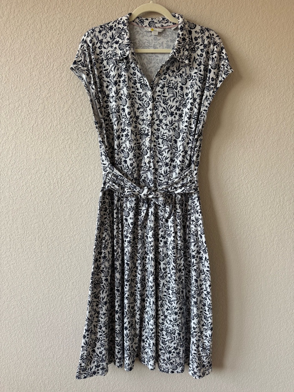 Boden Black and White Floral Midi Shirt Dress 16/18 Long - Picture 2 of 11